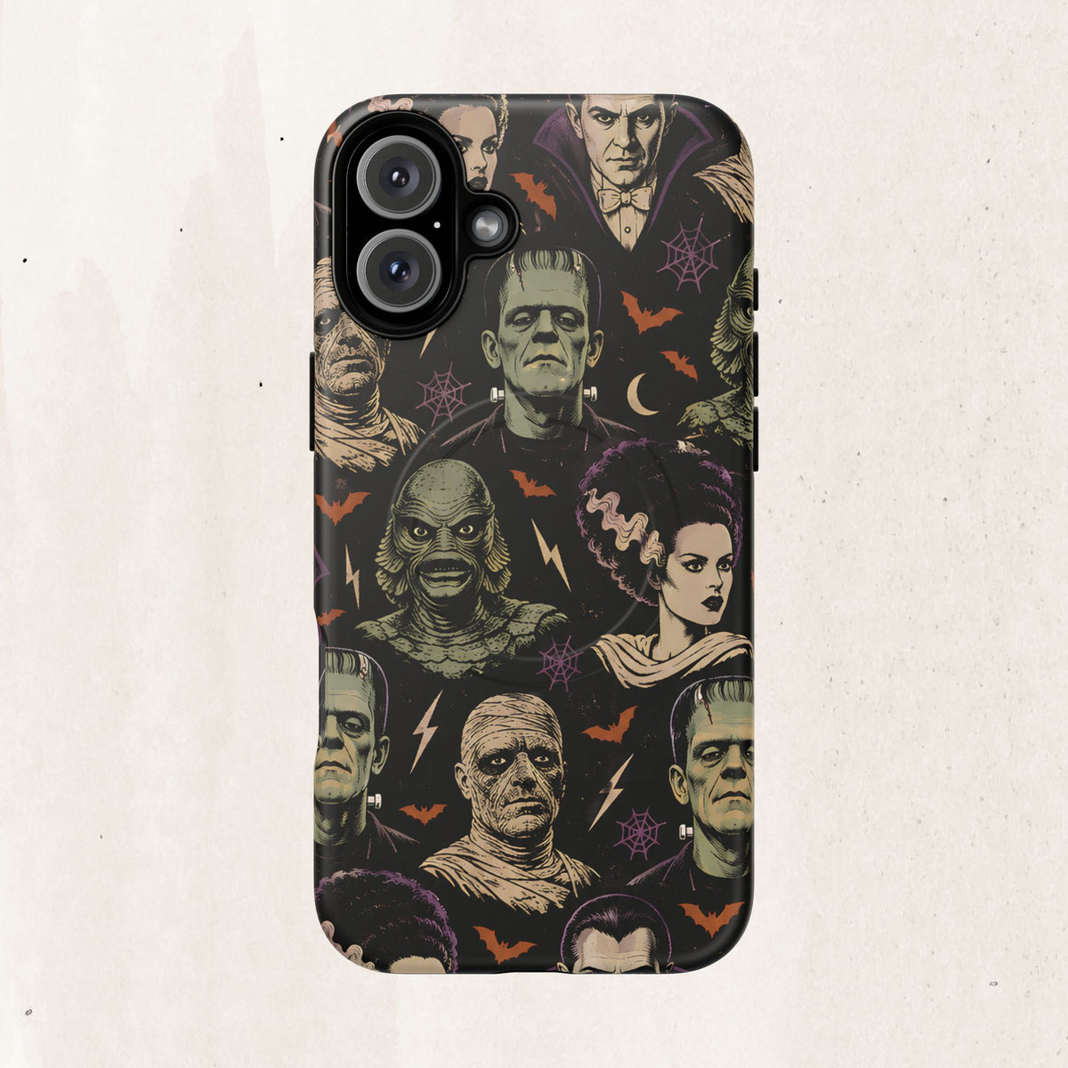 Monster Mash Magnetic Phone Case — Retro Classic Horror Collage