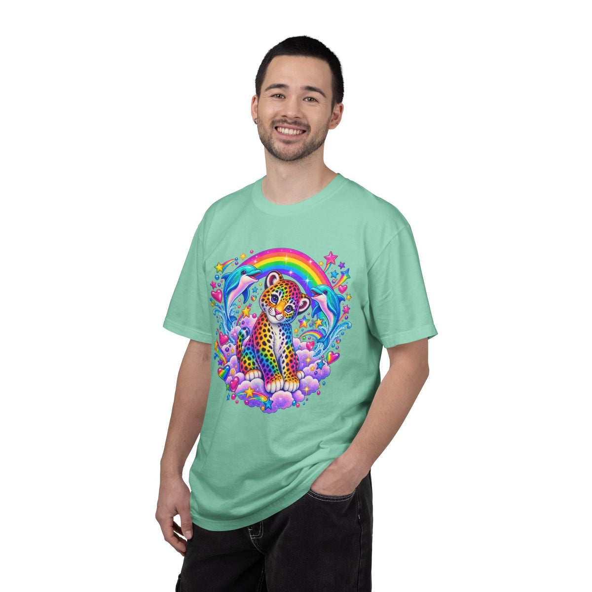 Lisa Frank Inspired Leopard Rainbow Tee