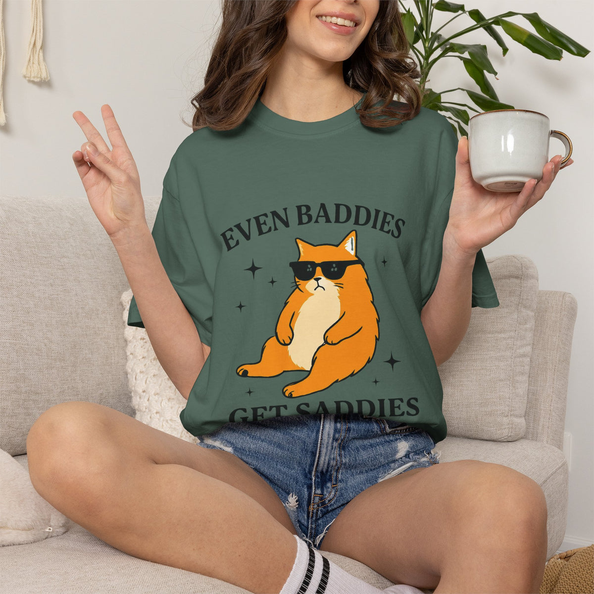 Even Baddies Get Saddies Cat Tee