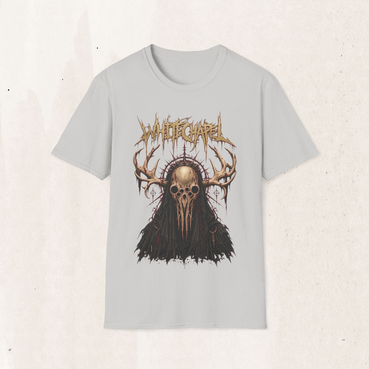 Whitechapel Graphic Tee – Dark Folklore Metal Band Shirt – Ice Grey