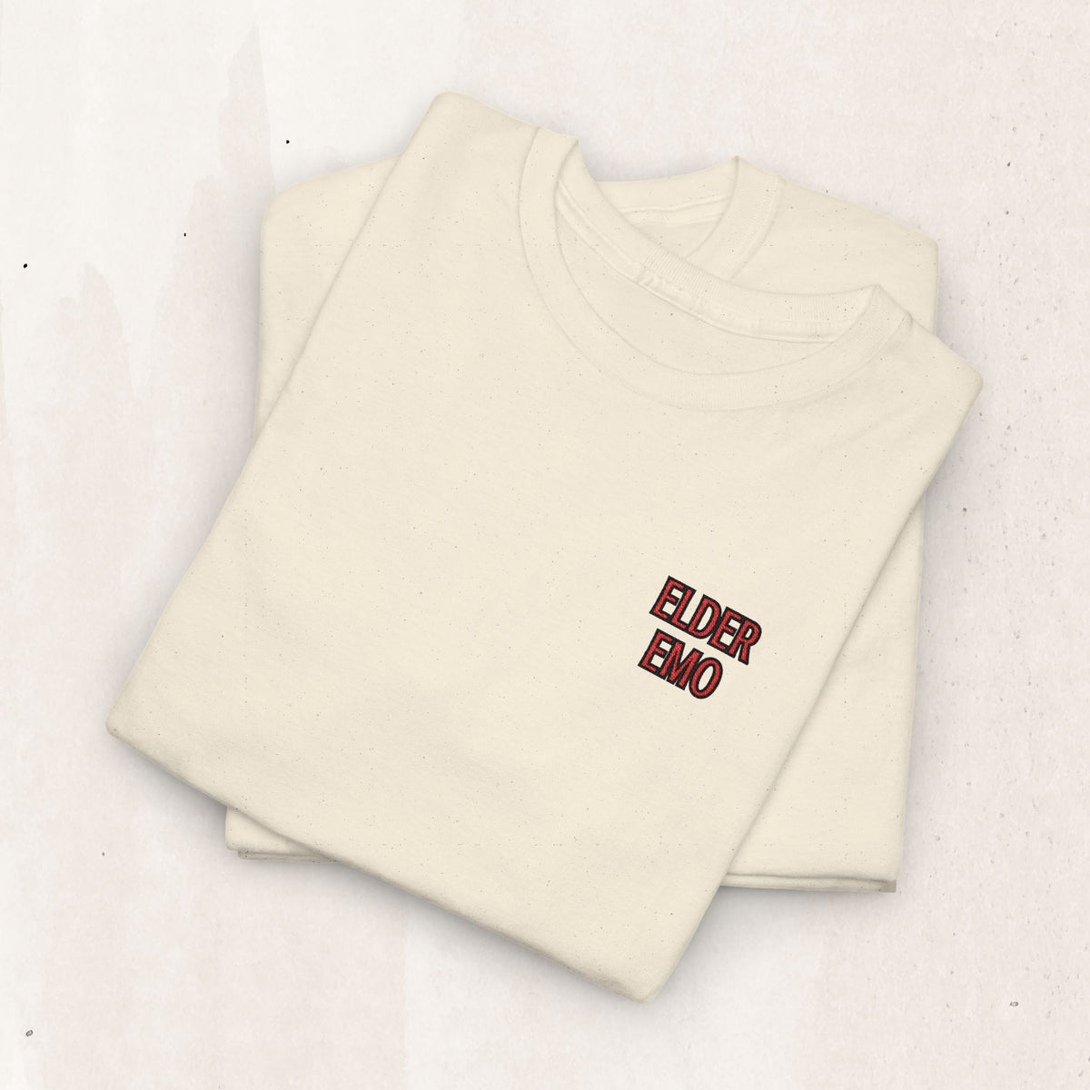 Elder Emo Embroidered Tee – Millennial Emo Gift Shirt – Natural