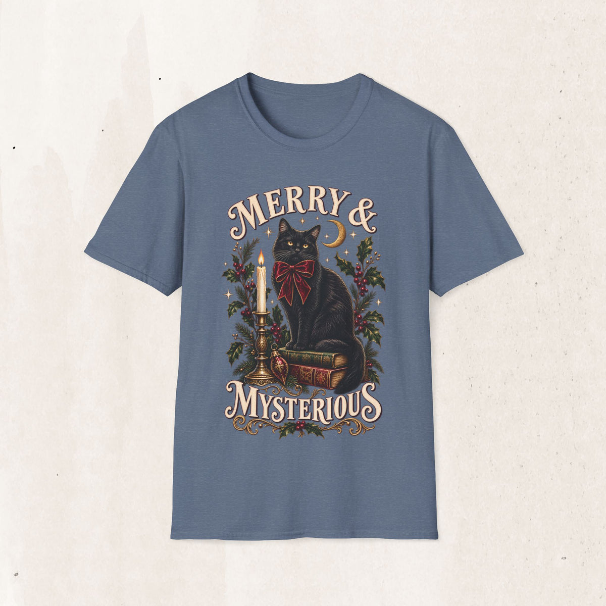 Merry & Mysterious Black Cat Christmas Tee