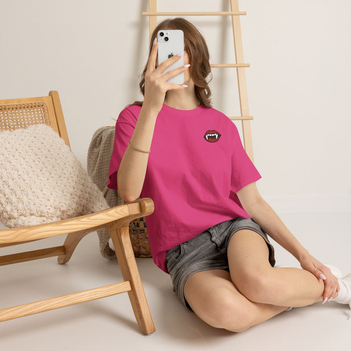 Embroidered Vampire Fangs Tee