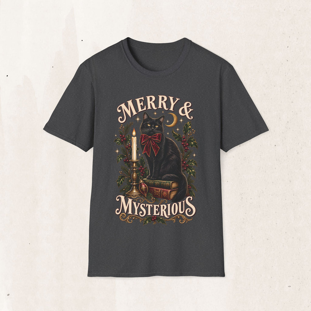 Merry & Mysterious Black Cat Christmas Tee