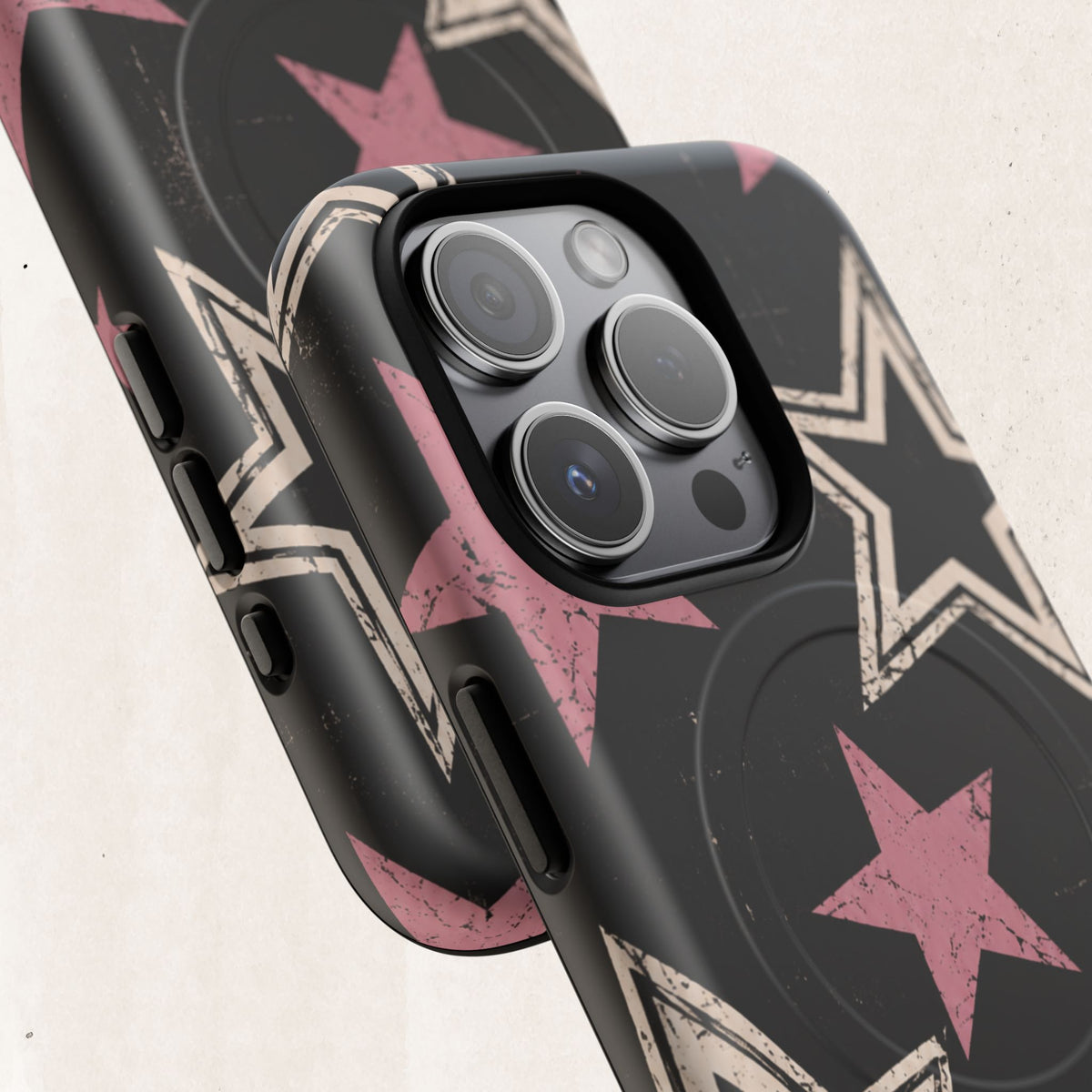 Magnetic Phone Case — Pink Retro Stars Tough Protective Cover Printify