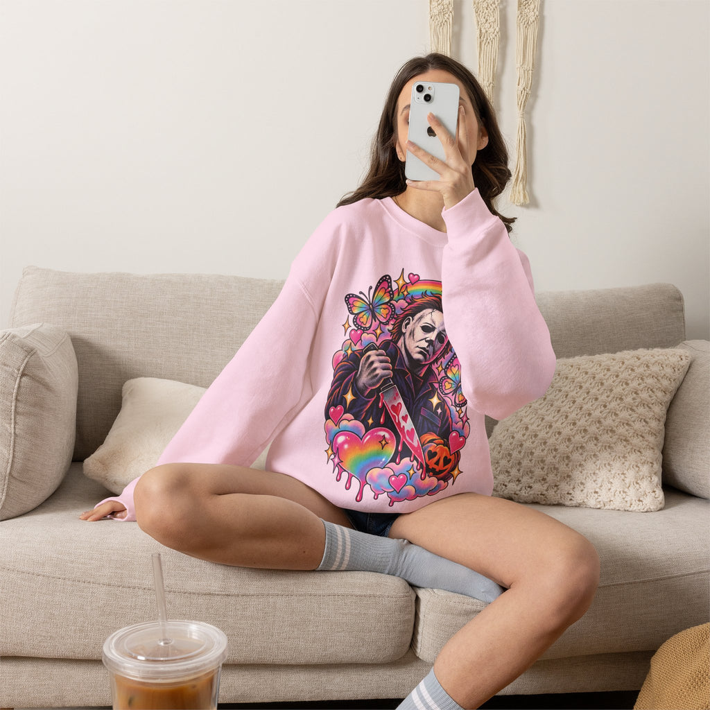 Colorful Michael Myers Horror Heart Crewneck