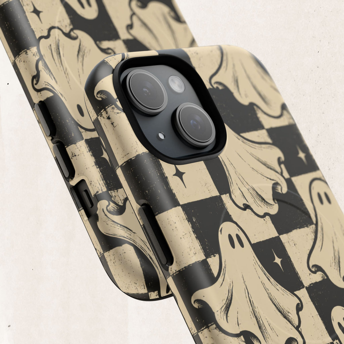 Ghost Checker Tough Magnetic Phone Case — Retro Spooky iPhone Cover Printify
