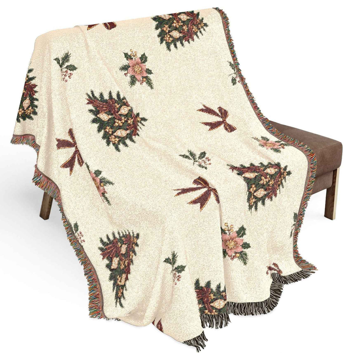 Vintage Christmas Tree Woven Blanket