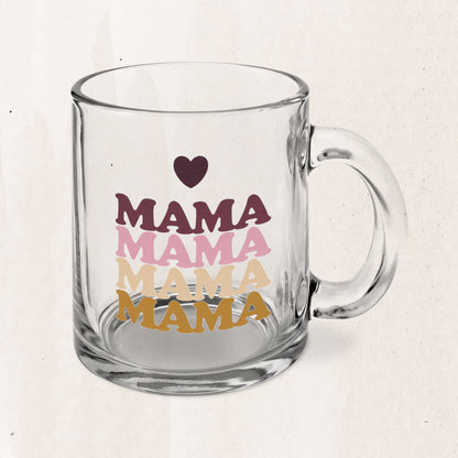 Mama Retro Heart Glass Mug