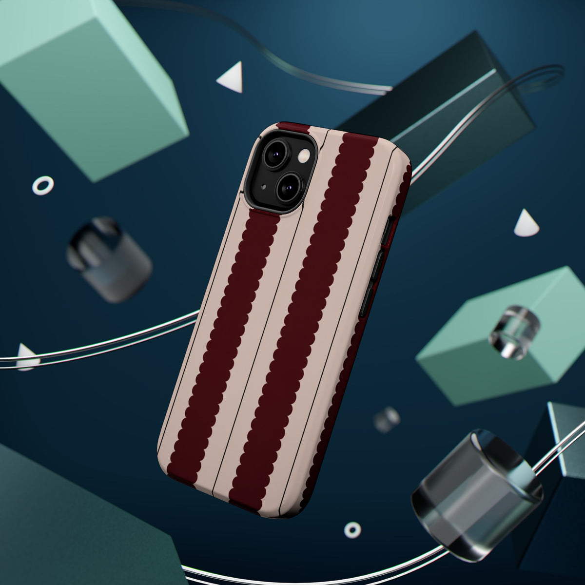 Burgundy Scallop Stripe Magnetic Phone Case, alternate view