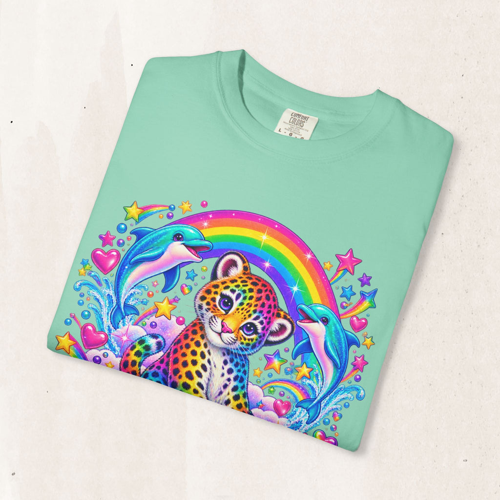 Lisa Frank Inspired Leopard Rainbow Tee