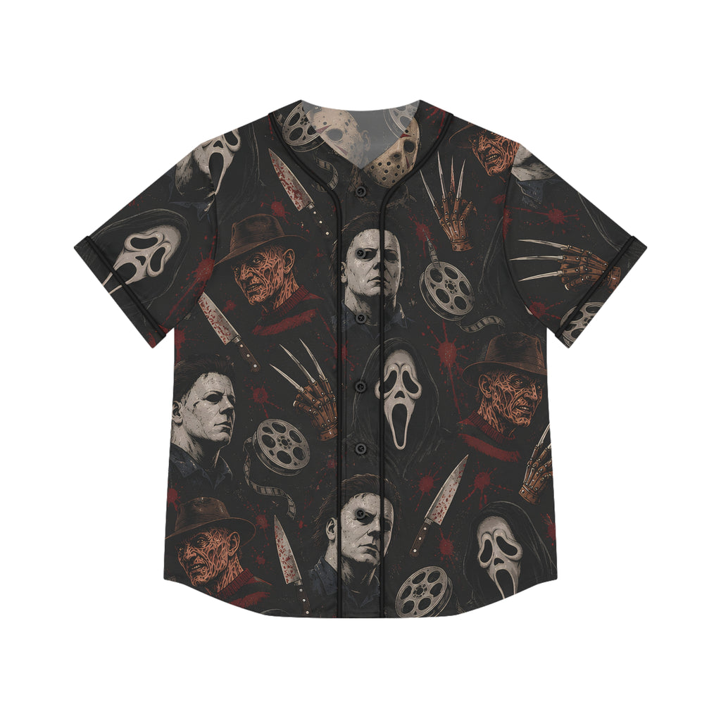 Horror Icons Baseball Jersey — All-Over Print Scary Movie Collage