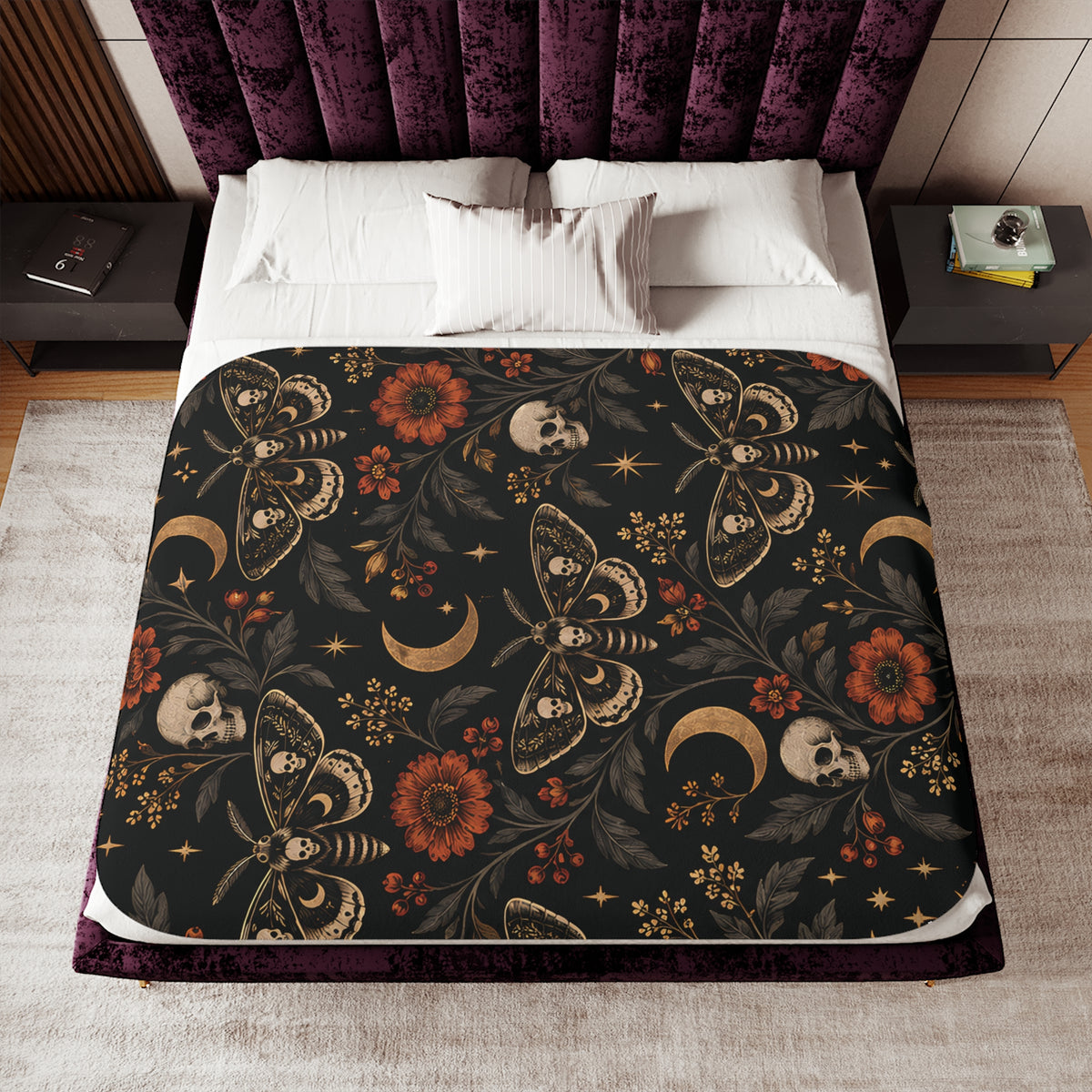 Mystic Moth Sherpa Blanket