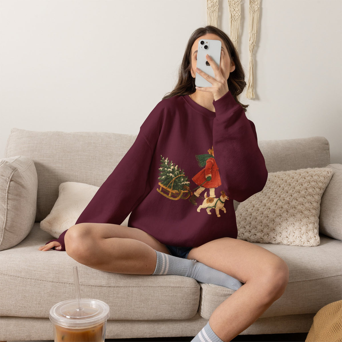 Vintage Christmas Girl and Puppy sweatshirt