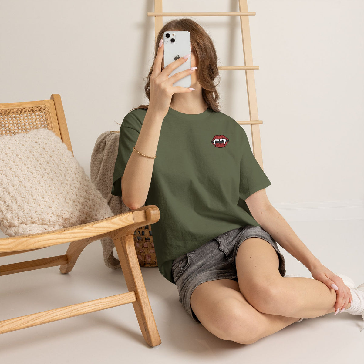 Embroidered Vampire Fangs Tee