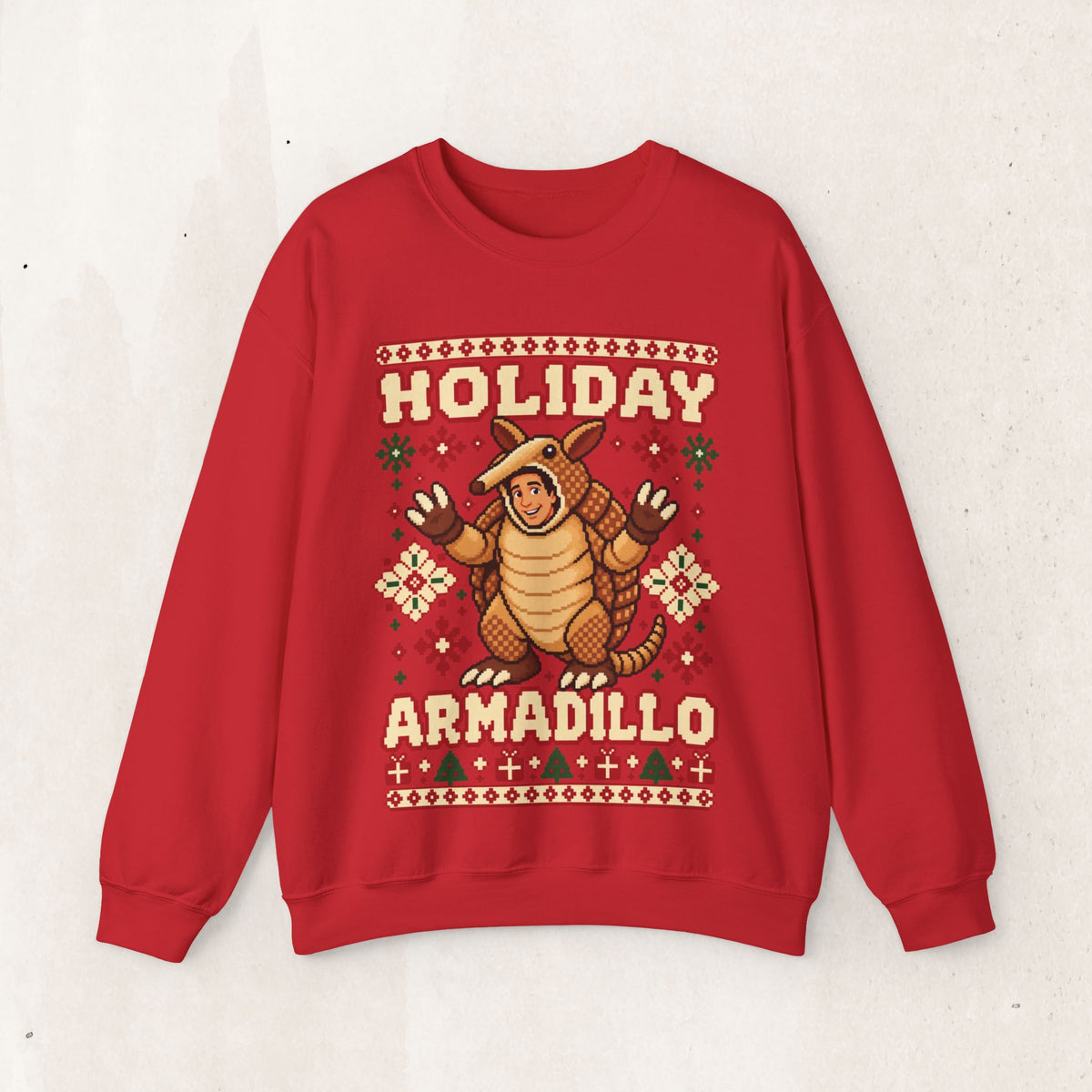 Holiday Armadillo Christmas Crewneck Sweatshirt – Red