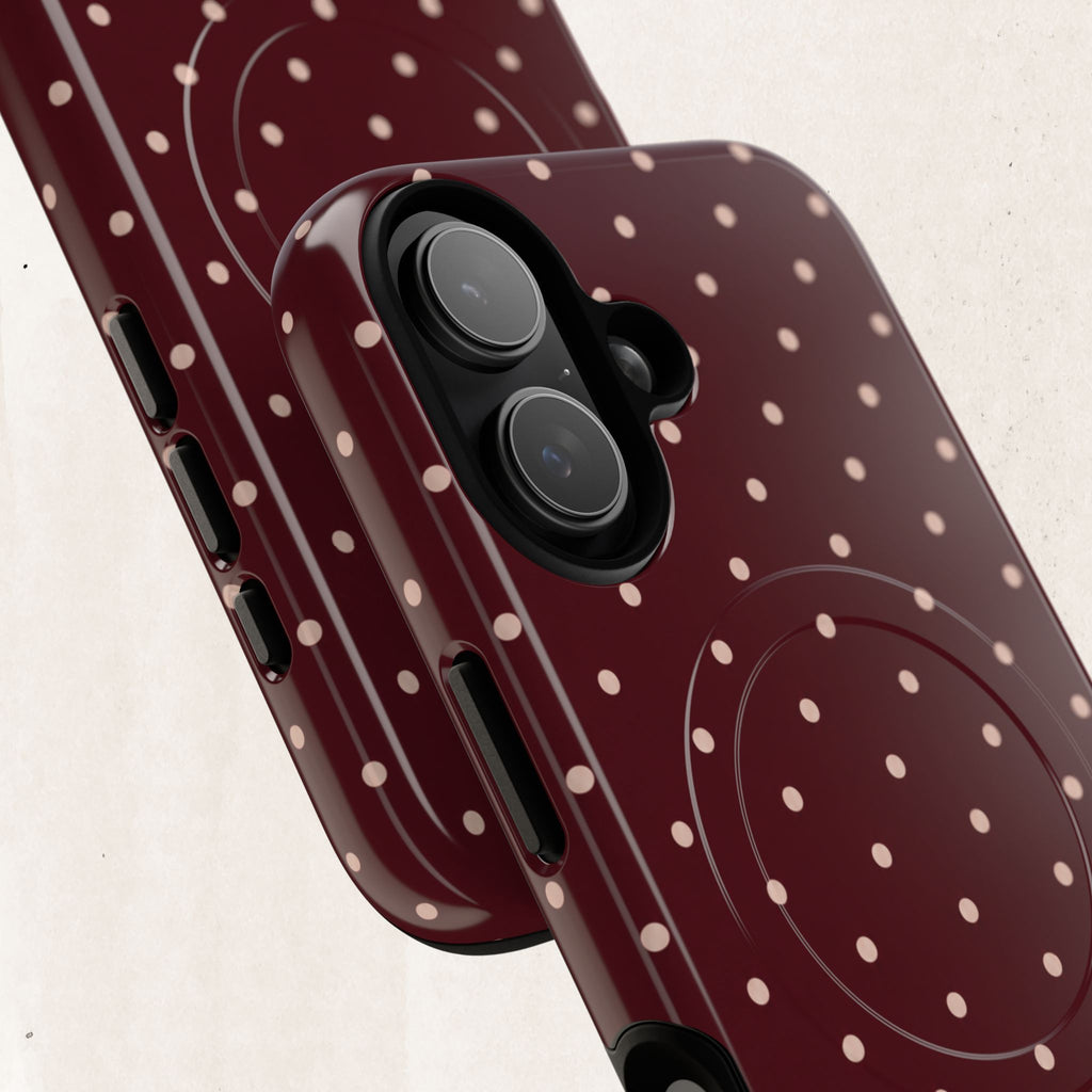 Burgundy Polka Dot Magnetic Phone Case Printify