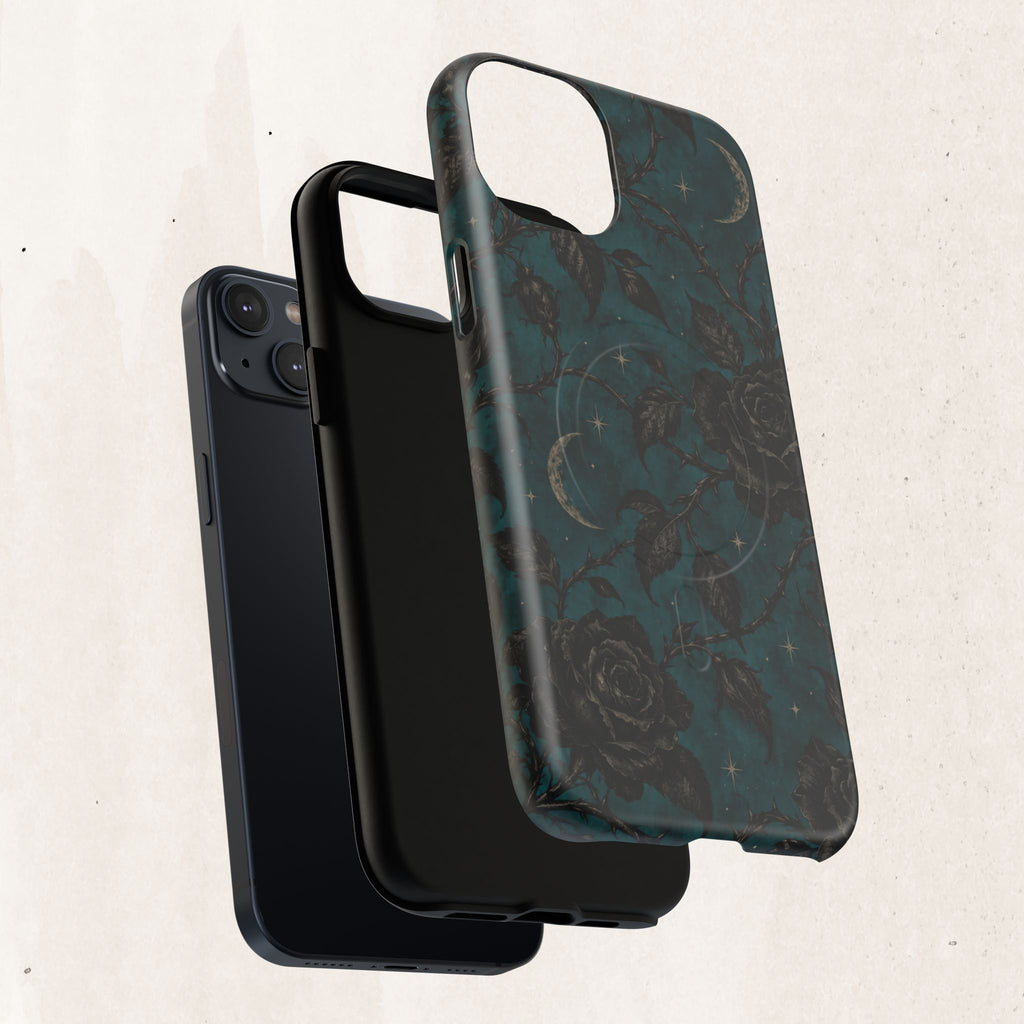 Teal Moon & Black Rose Tough Protective Case