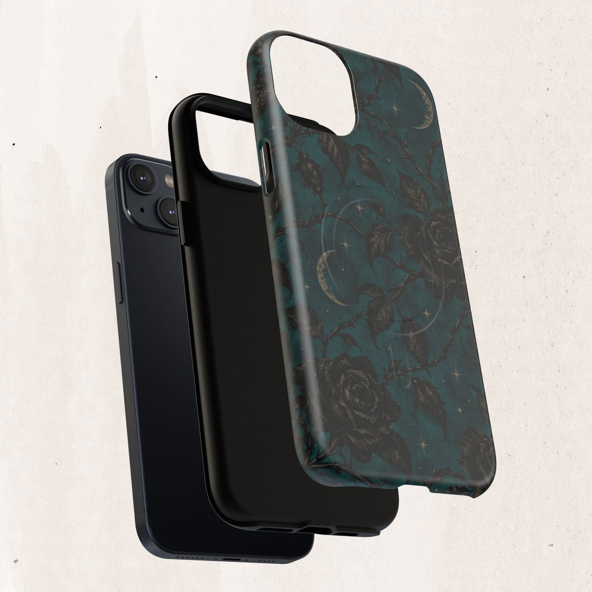 Teal Moon & Black Rose Tough Protective Case