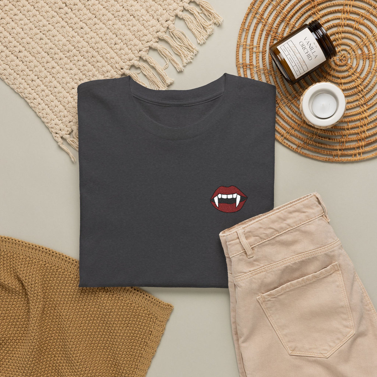 Embroidered Vampire Fangs Tee