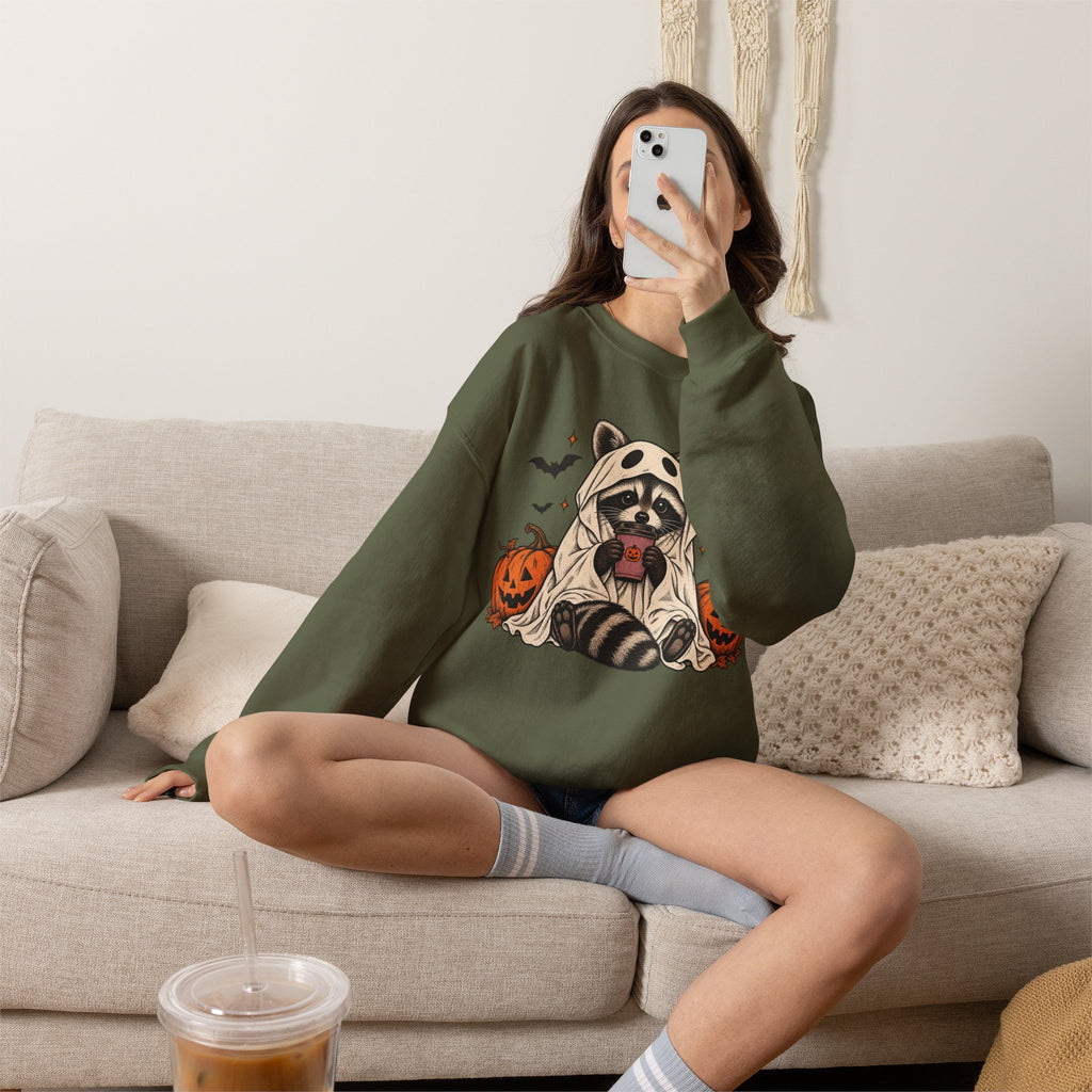 Halloween Raccoon Crewneck Sweatshirt
