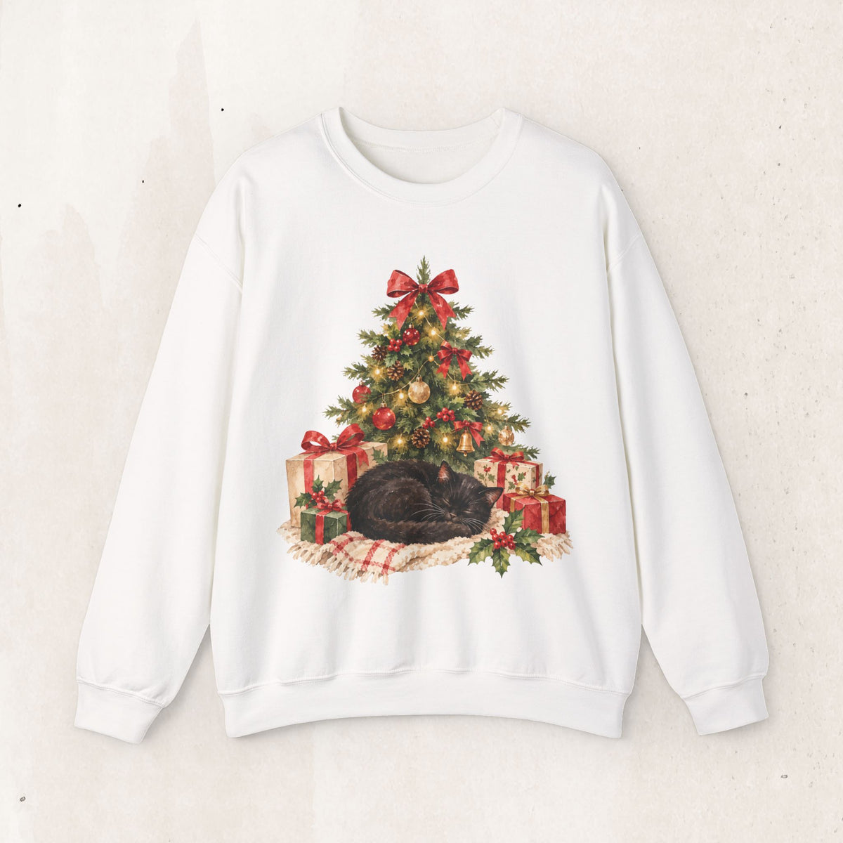 Christmas Tree Cat Sweatshirt, Cat Christmas Crewneck