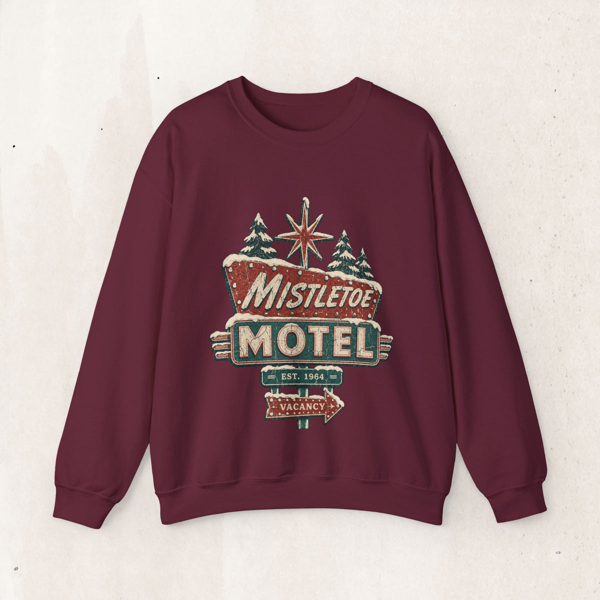 Mistletoe Motel Christmas Sweatshirt, Retro Christmas Motel Sign Crewneck