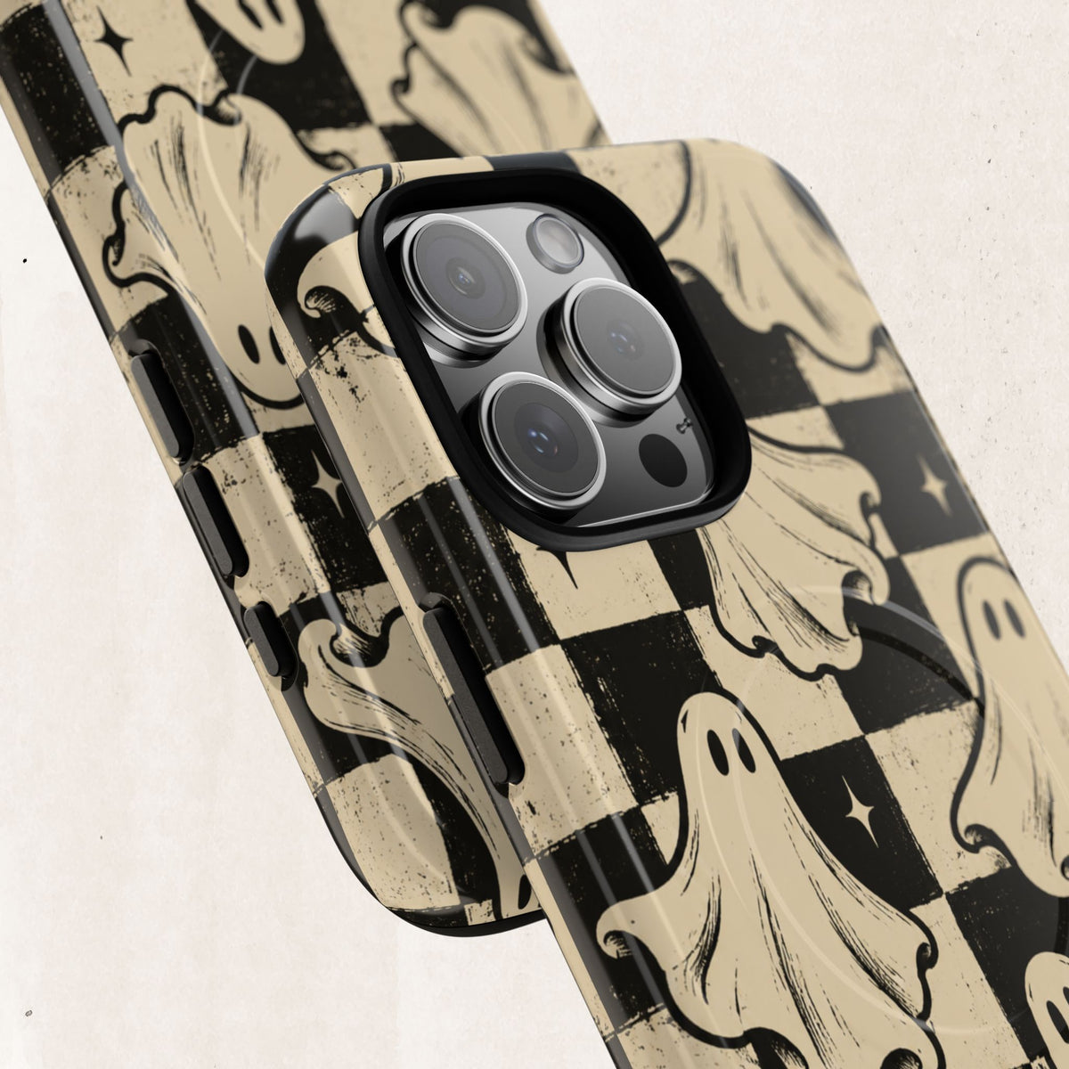 Ghost Checker Tough Magnetic Phone Case — Retro Spooky iPhone Cover Printify