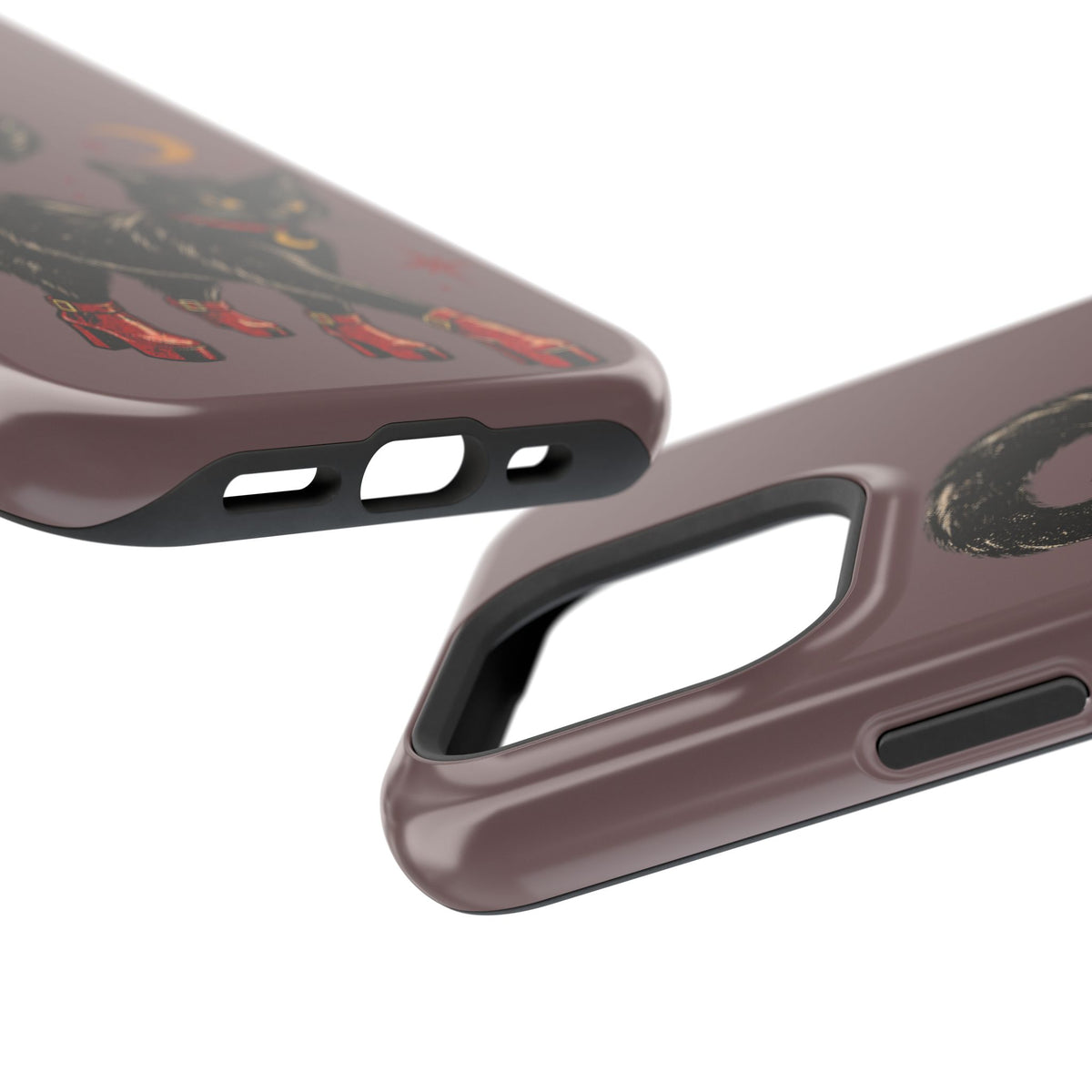 Black Cat in Red Boots MagSafe Phone Case, alternate view