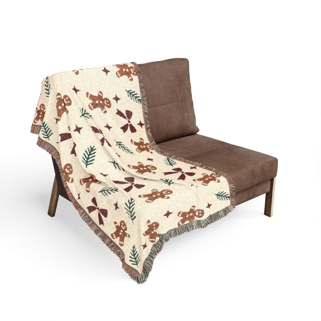 Gingerbread Holiday Woven Blanket Printify