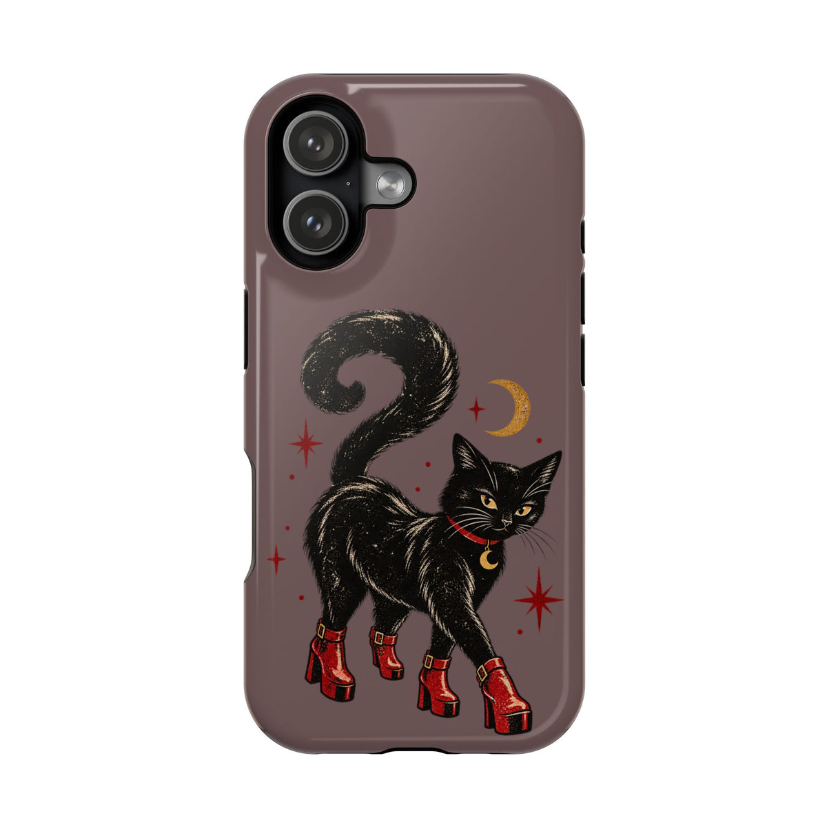 Black Cat in Red Boots MagSafe Phone Case, alternate view