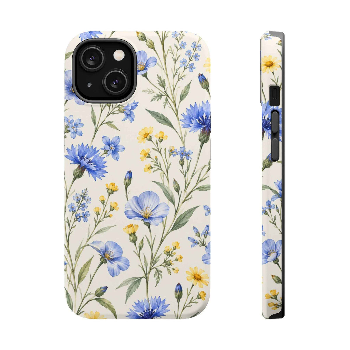 Floral Blue Cornflower Tough Magnetic Phone Case, alternate view
