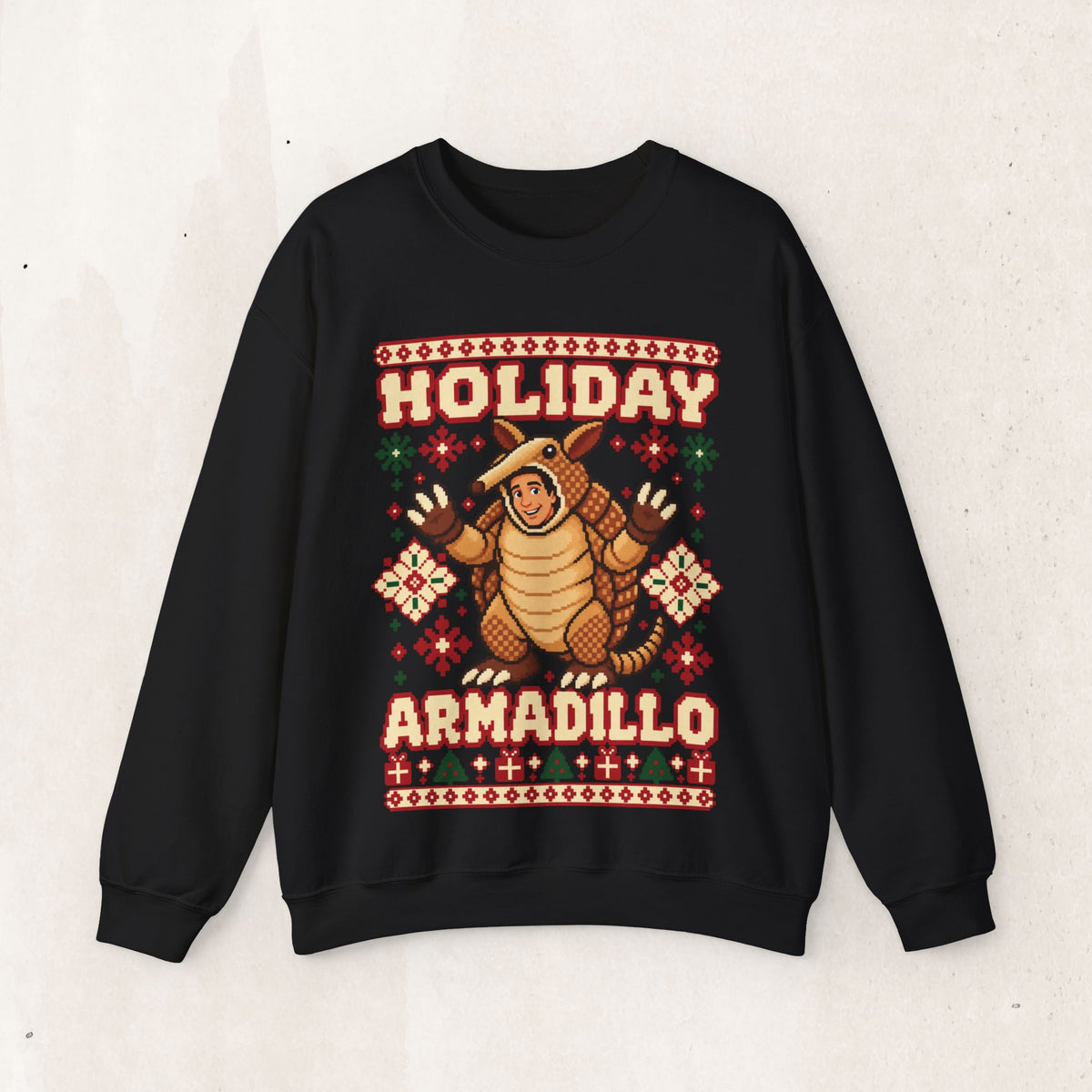 Holiday Armadillo Christmas Crewneck Sweatshirt – Black