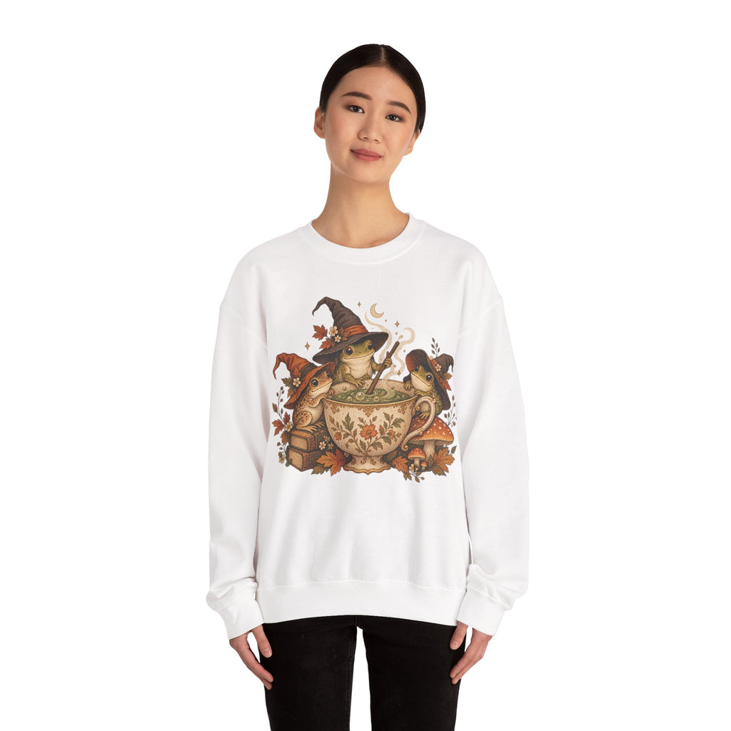 Cozy Witch Frog Tea Crewneck Sweatshirt