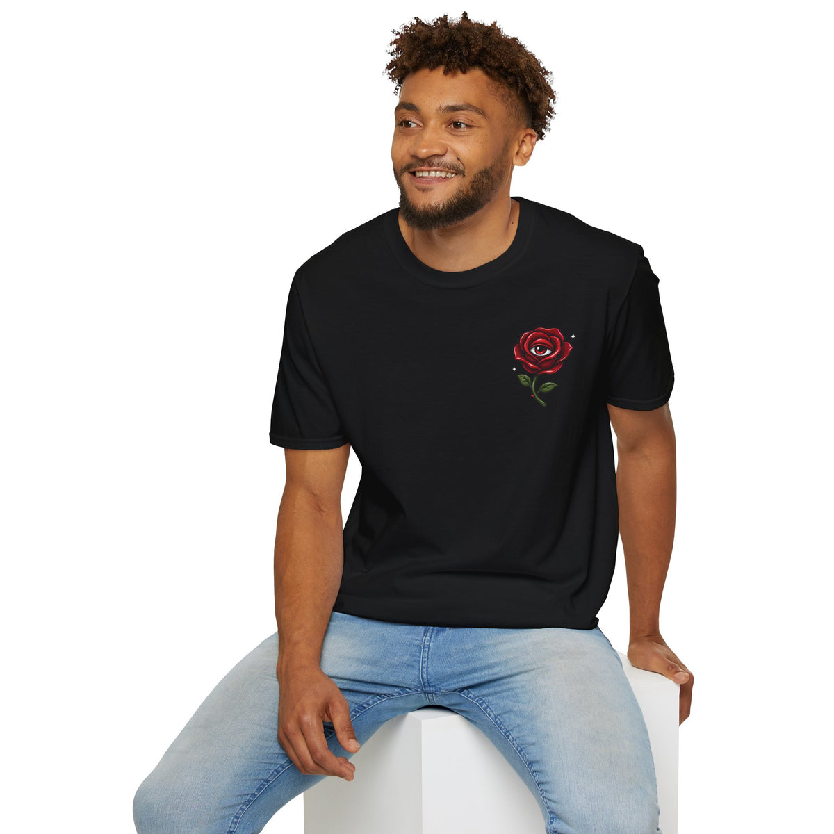 Red Rose Graphic Tee in Black, alternate view