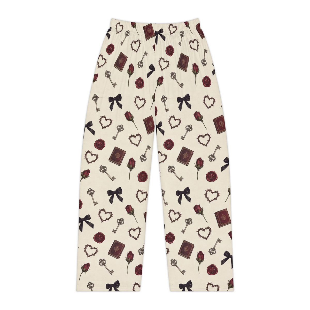 Valentine Romance Pajama Pants — Women's Heart, Key & Rose Lounge Pants