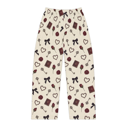 Valentine Romance Pajama Pants — Women's Heart, Key & Rose Lounge Pants