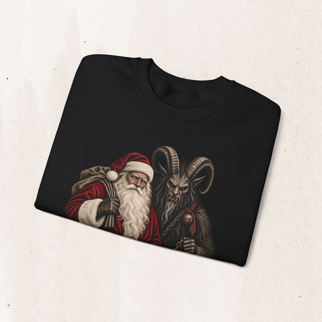 Krampus & Santa Claus Christmas Crewneck Sweater