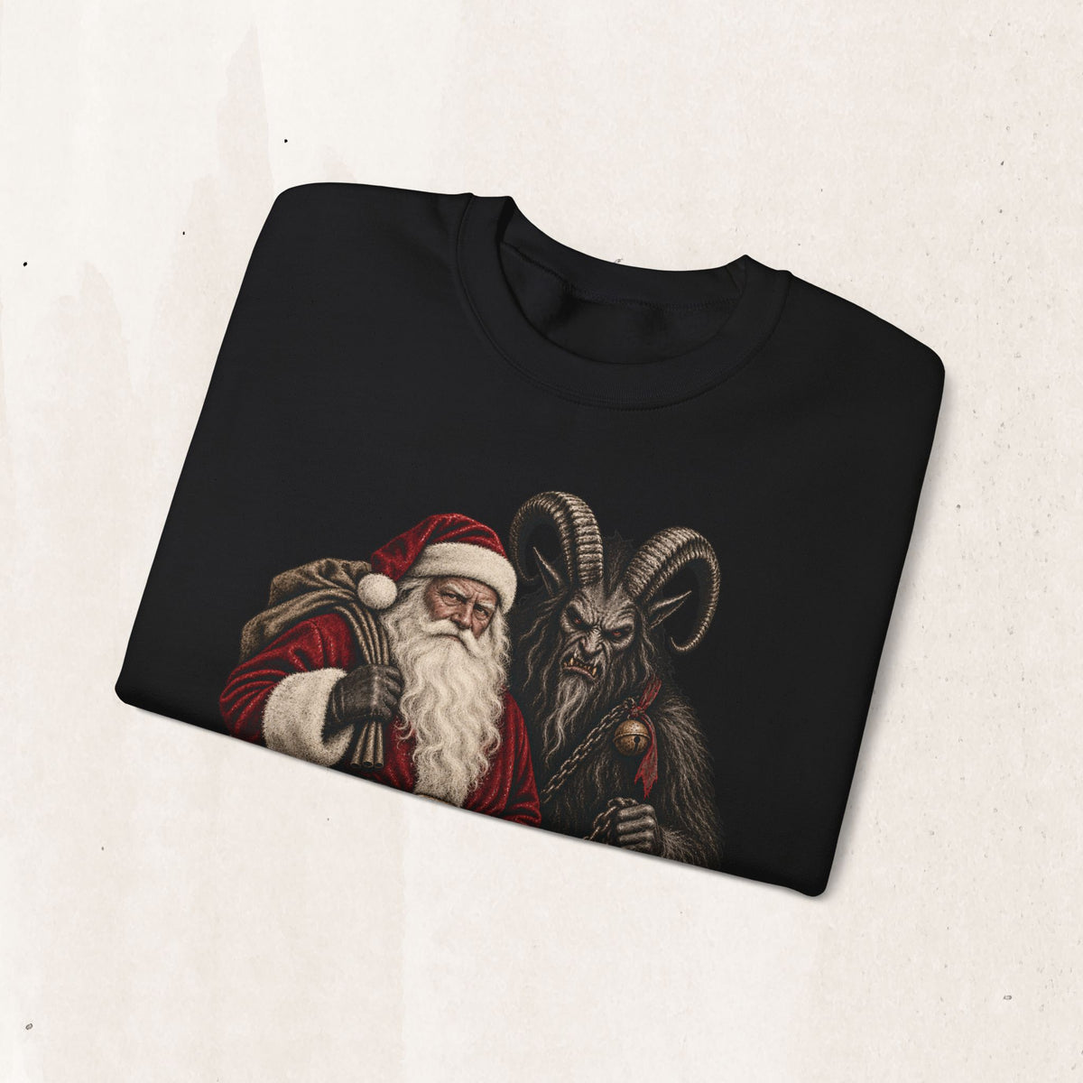 Krampus & Santa Claus Christmas Crewneck Sweater