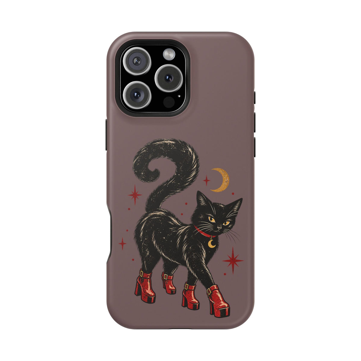 Black Cat in Red Boots MagSafe Phone Case, alternate view