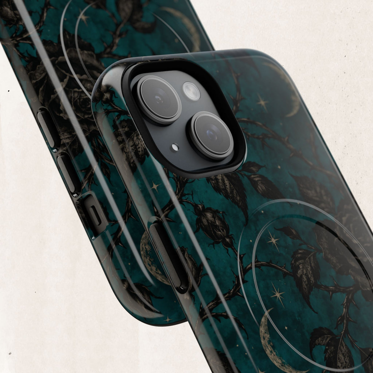 Teal Moon & Black Rose Tough Protective Case