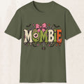 MOMbie Halloween Graphic Tee – Funny Zombie Mom Shirt – Military Green