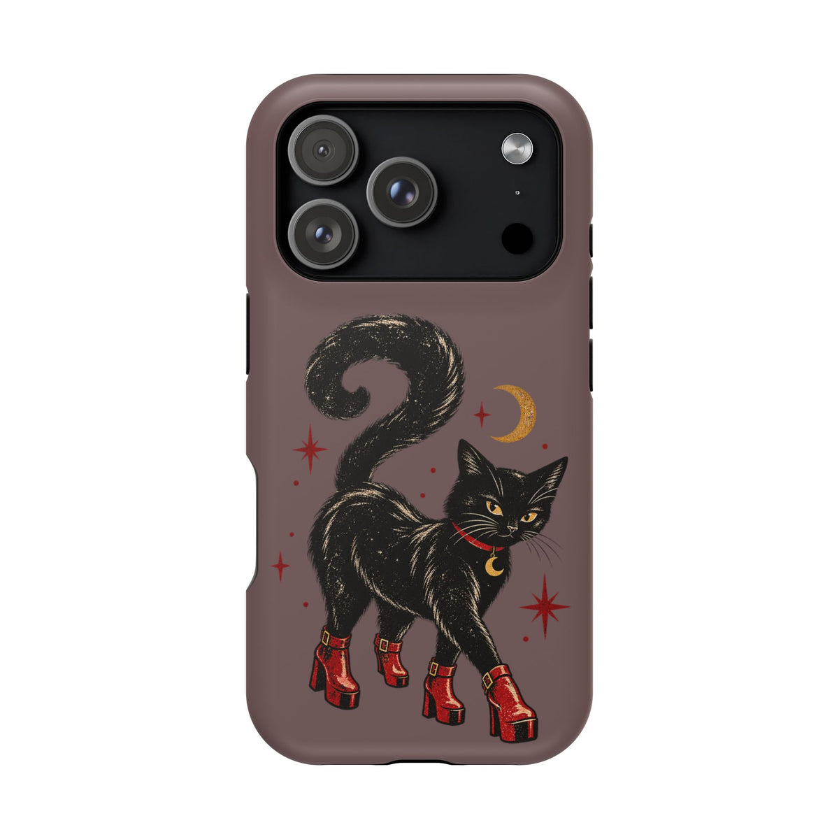 Black Cat in Red Boots MagSafe Phone Case, alternate view