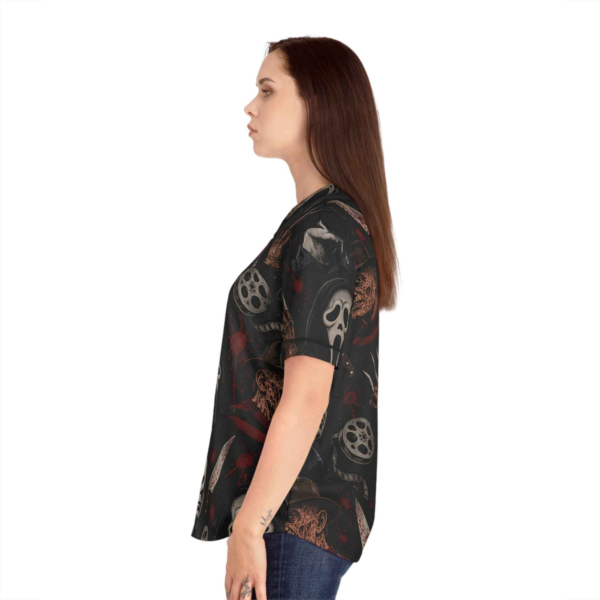 Horror Icons Baseball Jersey in Black, alternate view