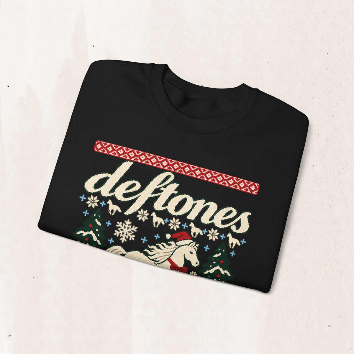 Deftones Around the Fir Christmas Crewneck Sweatshirt in Red, alternate view