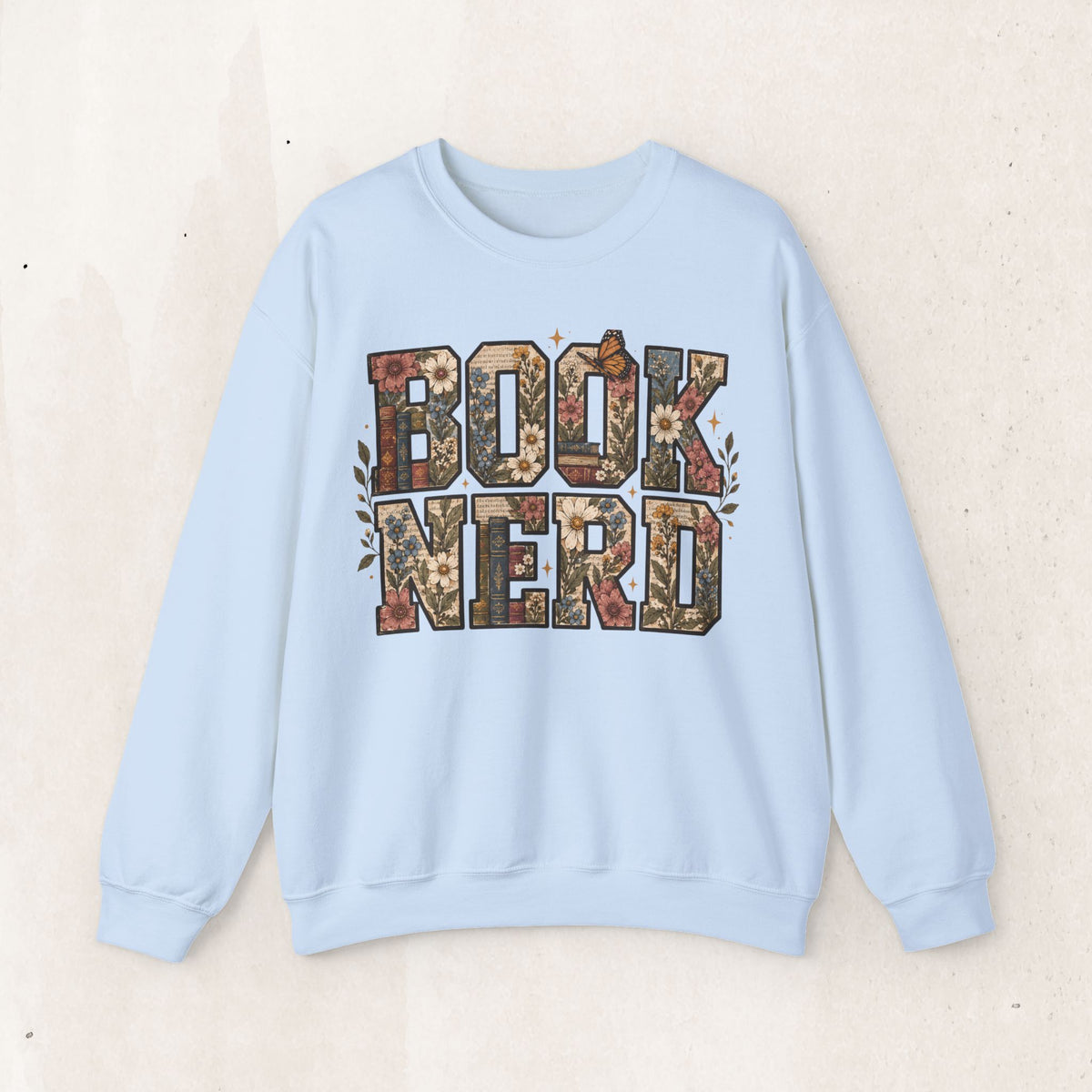 Floral Book Nerd Crewneck Sweatshirt