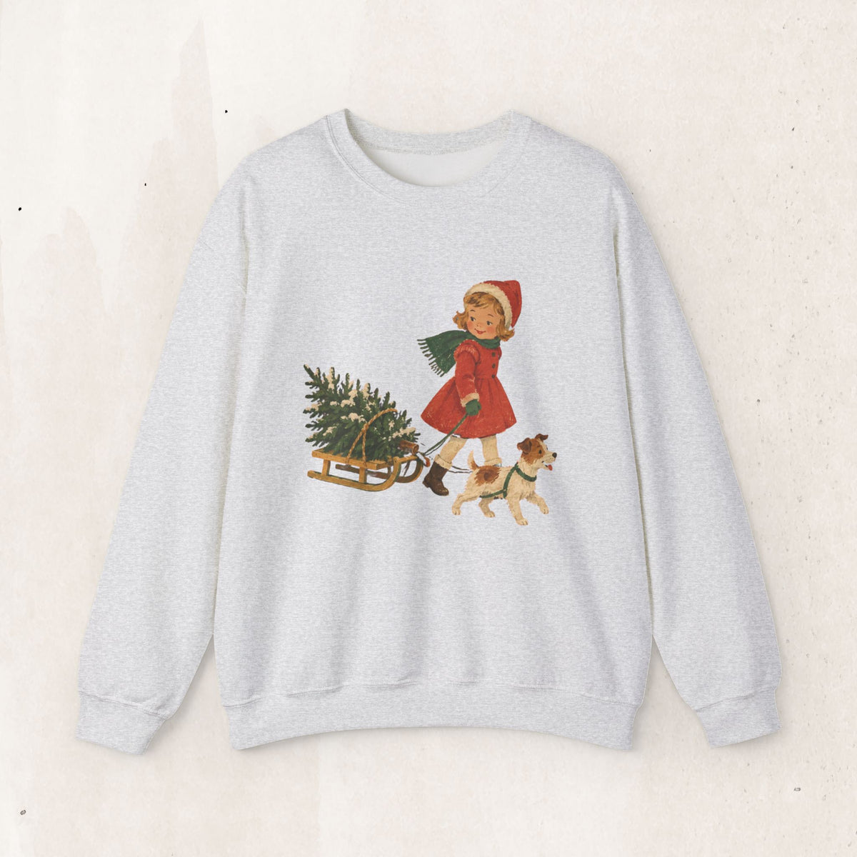 Vintage Christmas Girl and Puppy sweatshirt