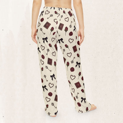 Valentine Romance Pajama Pants — Women's Heart, Key & Rose Lounge Pants