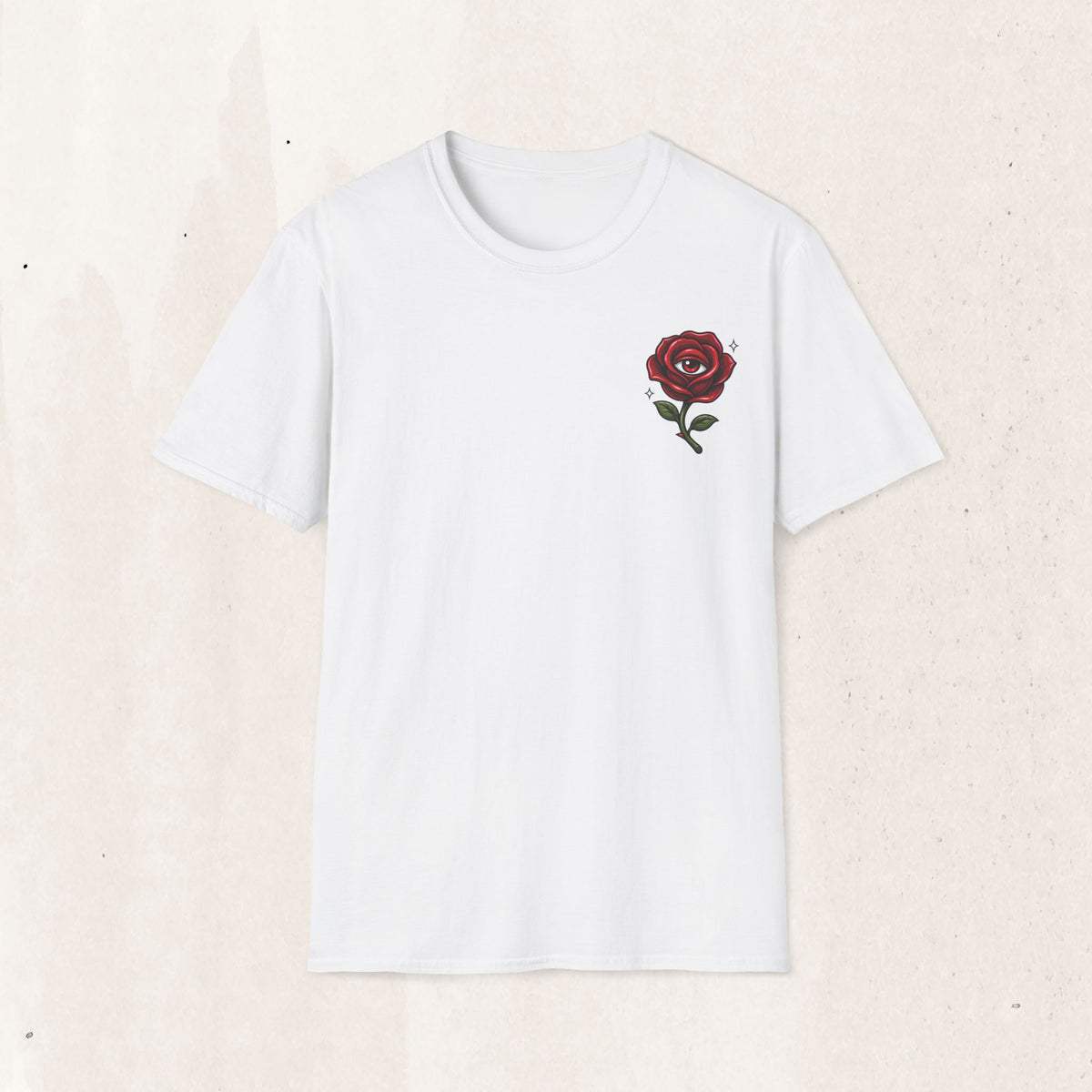 Red Rose Graphic Tee – Minimal Floral Shirt – White