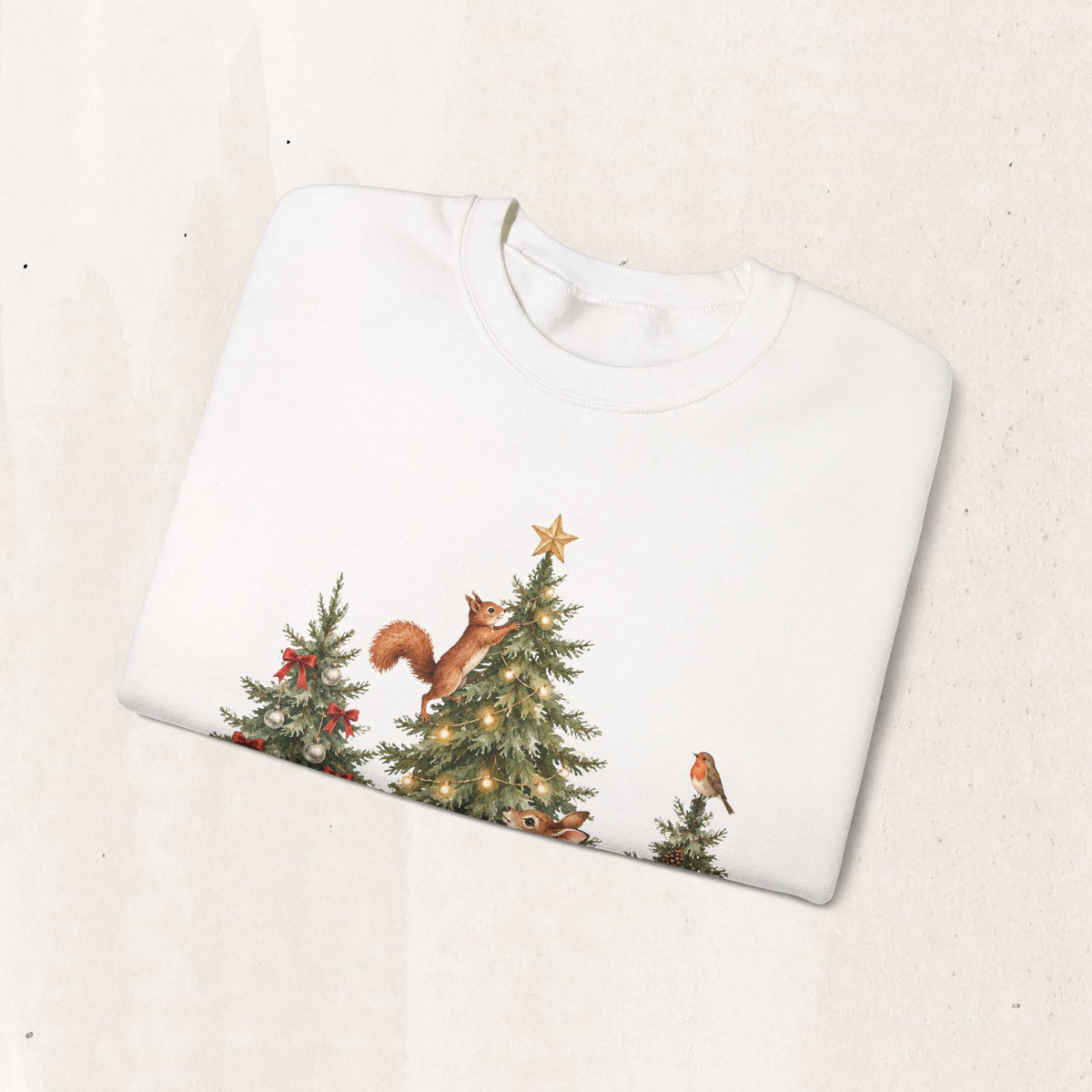 Christmas Woodland Animals Sweatshirt, Forest Deer Christmas Crewneck